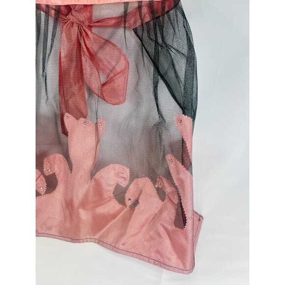 Vintage Black Pink Net Satin Handmade Apron - Picture 3 of 6